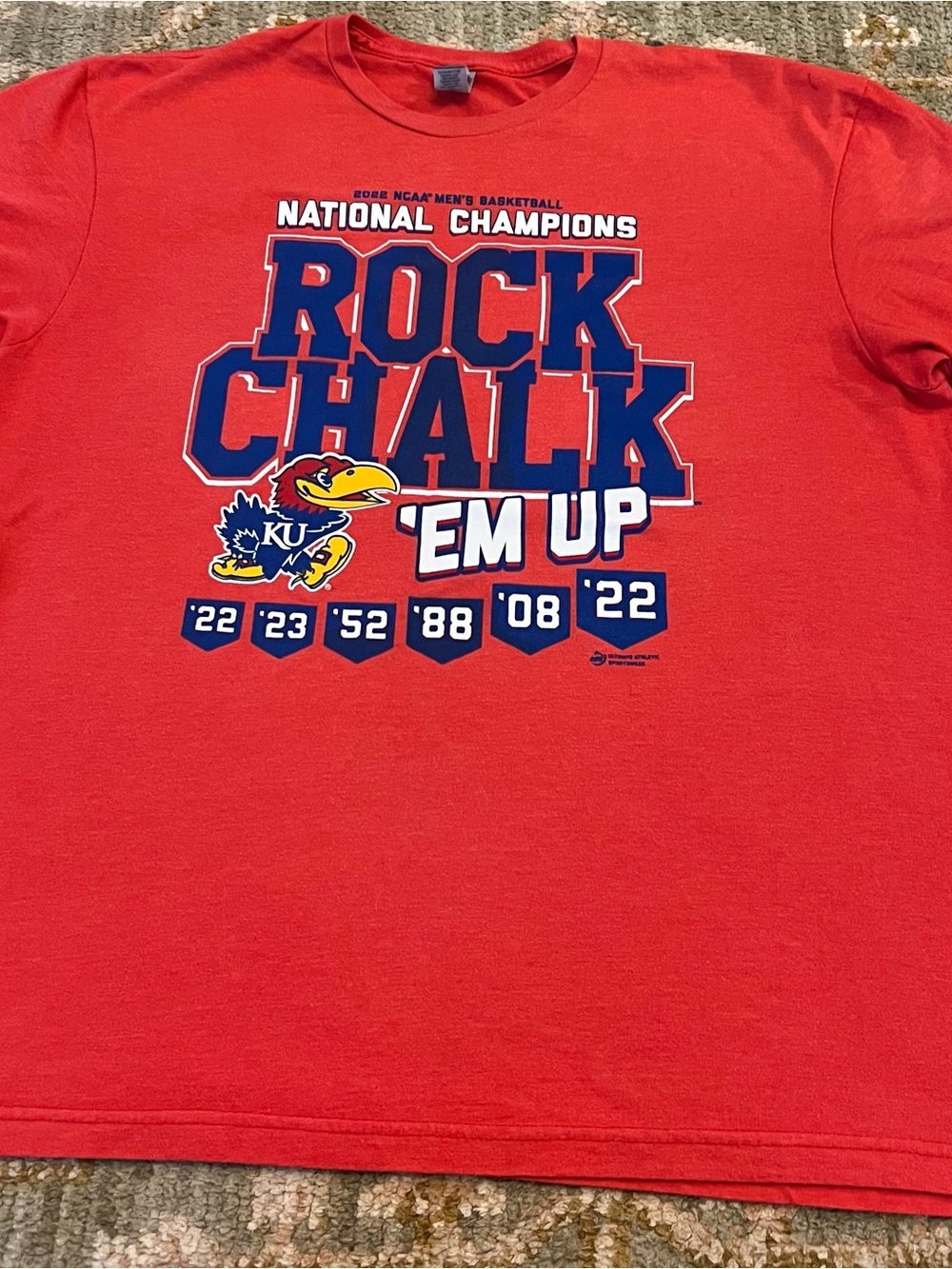 Kansas Jayhawks Rock Chalk‎ Championships Shirt Men’s Size Large Color Red